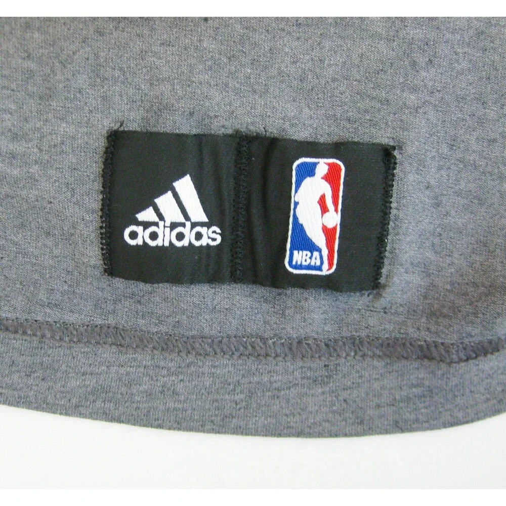 ADIDAS Men's (Size Medium) Solid Gray Short Sleeve V-Neck T-Shirt NBA Baskeball